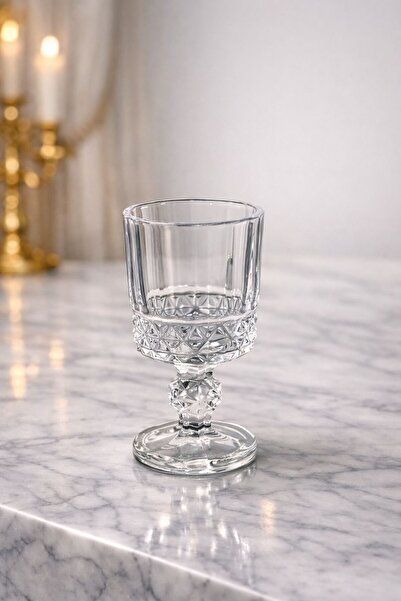 YzHome 6-Person Glass Footed Coffee Water Glass with Crystal Pattern 60ml