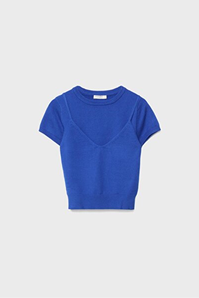 Stradivarius Short-sleeved knit jumper with overlay