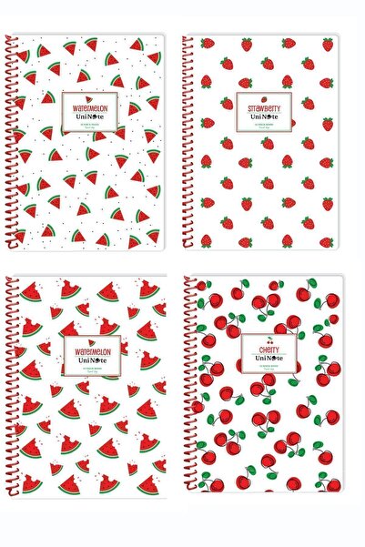 Saatistan A4 Summer Defter 120 Yaprak Çizgili, Spiralli, Pp Kapak, 4'lü Set
