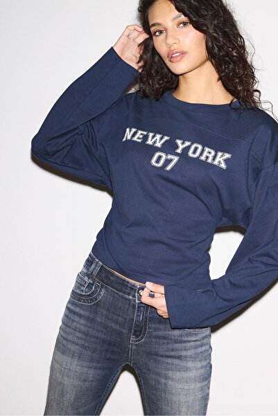 Stradivarius Baskılı yarasa kollu t-shirt