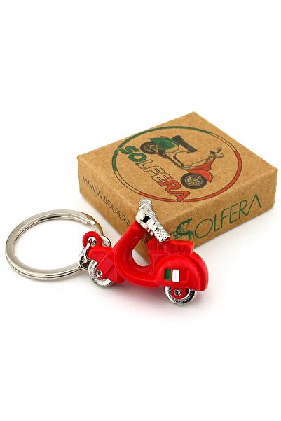 Solfera Red Vespa Scooter Motorcycle Italy Anthracite Color Metal Keychain Ky150