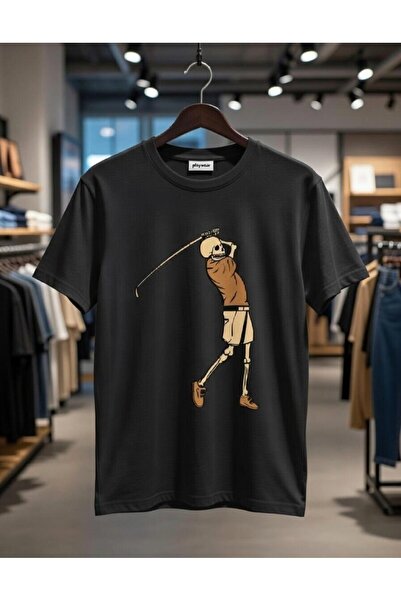 playwear PLAY WEAR Tricou unisex cu imprimeu GOLF SKELETON, cu guler rotund