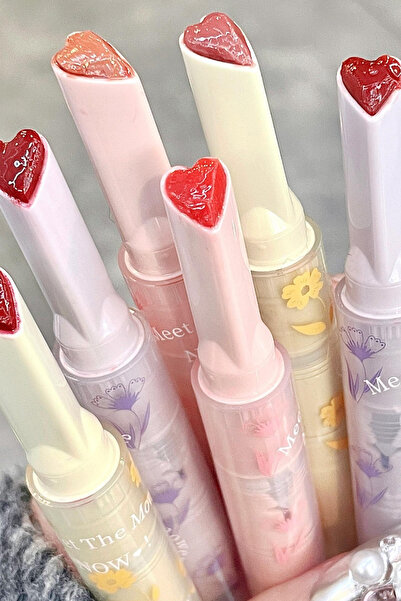 Gege Bear Çiçekli Kalpli Jelly Stick Ruj, Flortte Lipstick