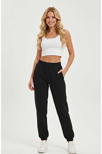 LiyAdaCo Women's Black Elastic Sweatpants - Sportswear