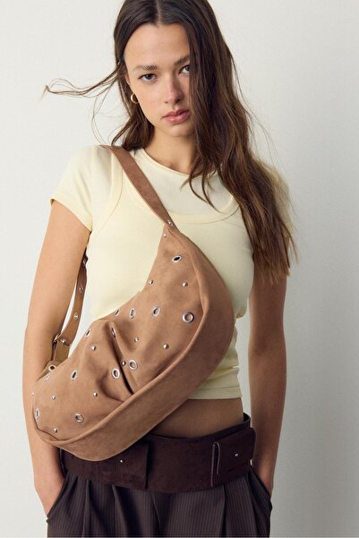 Stradivarius Körük ve kuşgözü detaylı omuz çantası