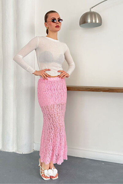 Caddebostan Moda Pink Lace Skirt Modern Premium Luxury Trend Design Skirt