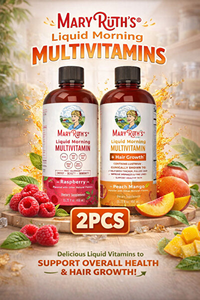 Maryruth's مجموعة الفيتامينات المتعددة السائلة – نكهة التوت العليق والخوخ مع ...