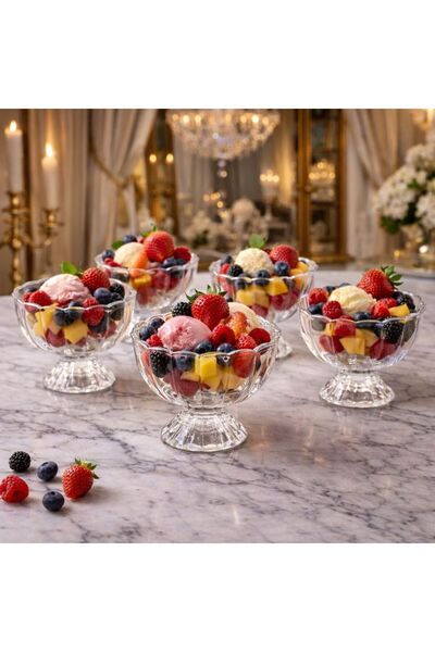 YzHome 6-Piece Magnolia Turkish Delight Bowl with Glass Feet, Presentation Bo...