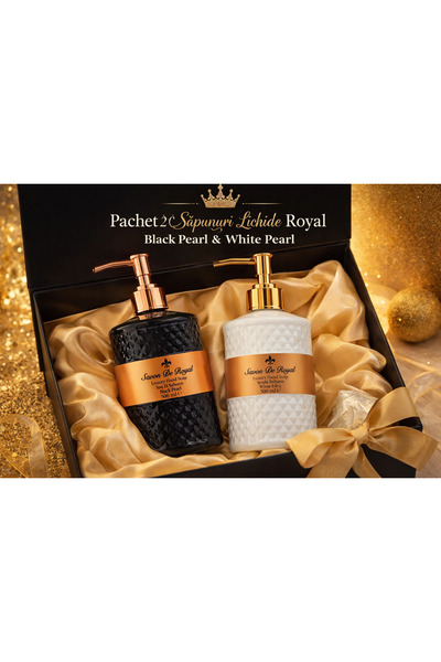 Royal Set of 2x White Pearl & Black Pearl Soap 2 x 500 Ml – Gentle Cleansing,...