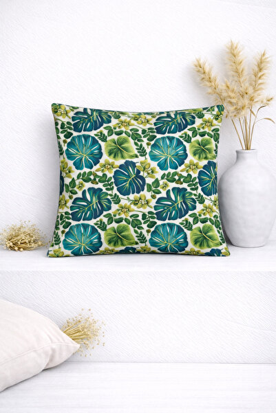 Ases Design Husă decorativă pentru pernă cu model de frunze tropicale