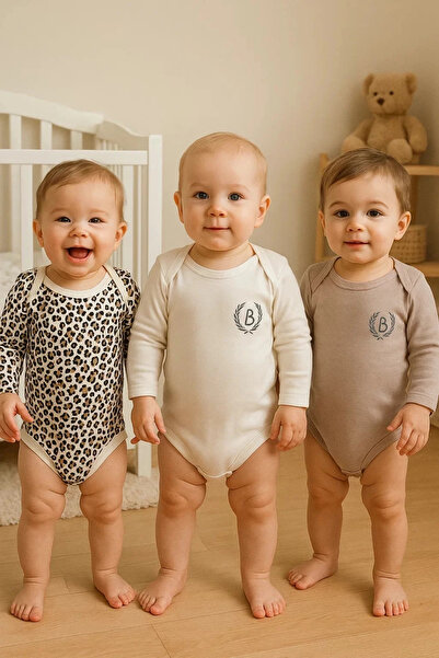 Beruflic Babydonat 3-piece natural baby bodysuit - 100% cotton