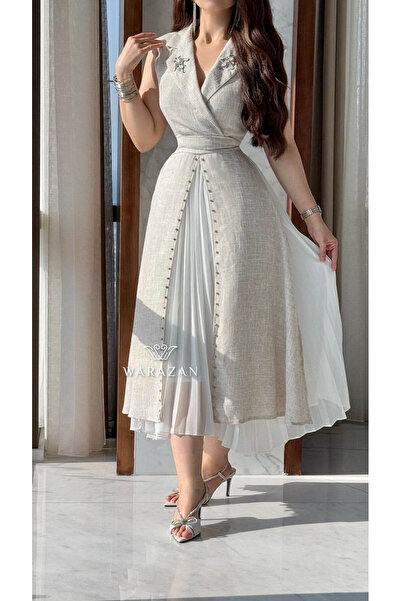 Warazan فستان ناعم بيليسيه للعيد مع تطريز