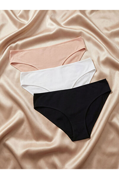 LC Waikiki Rmz Gi̇yi̇m Farkiyla Flat Bikini Panties 3-Pack