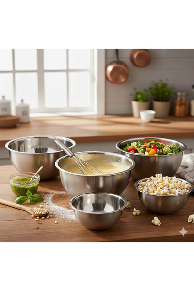 Maglor Luxury 18/10 Stainless Steel 5 Size Whisk Bowl, Salad Bowl, Multi-Purp...