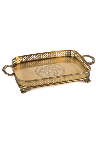 esdekor Horse Copper Antique Stand 37X20 Tray Decoration