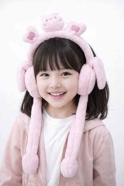 bubiee baby Hareketli Kulaklı Pelüş Kulak Koruyucu - Patiden Basmalı Kulak Sa...