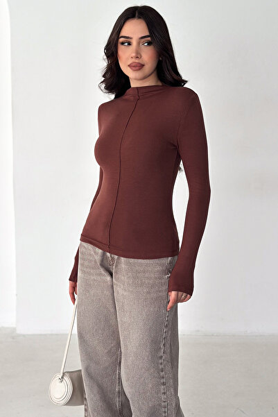 Noa&Noa بلوزة نسائية بتفاصيل خياطة مميزة - خط أبيض