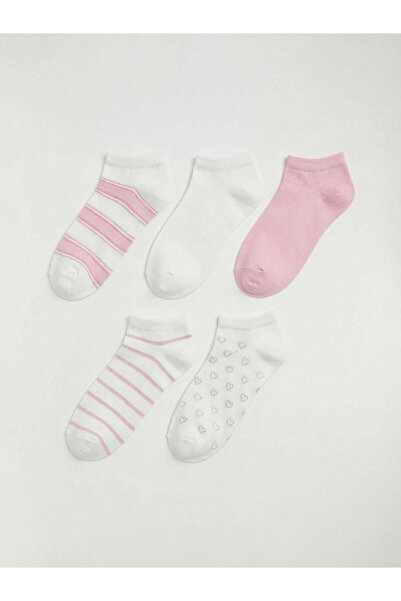 LC Waikiki Rmz Gi̇yi̇m Farkiyla Embroidered Women's Booties Socks 5-Pack