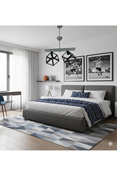BİAVİZE SİYAH KÜPLÜ GRİ KROM 2 Lİ MODERN SARKIT AVİZE