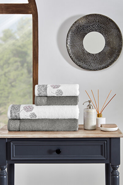 Özdilek Phlox Bambus Set peškira antracit - beli