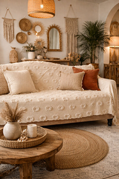 Gizo Home قماش شانيل جاكار مضاد للانزلاق، غطاء أريكة بتصميم اللحية، غطاء سرير...