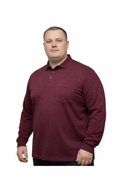 BattalModa Erkek Büyük Beden Bordo Polo Yaka Pike Tişört 3XL-8XL