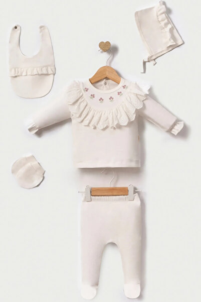 Beruflic Tulip Embroidered Newborn Baby Girl 5 Piece Hospital Discharge Bodys...