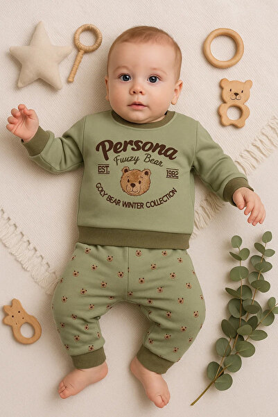 Beruflic Persona Bear Embroidered 100% Cotton 2-Piece Baby Boy Set