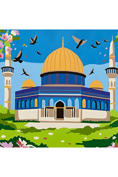 LİLYHOBBYLAND Mini Sayılarla Boyama İslami Eserler Kiti 20x20 cm-Mescid-i Nebevi