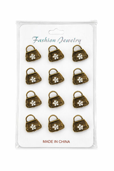 OEM Set of 12 Metal Brooch-Type Martishos – Elegant Purse Model with Rhinesto...