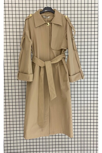 Armine Gold Buttoned Shoulder and Sleeve Detail, Hidden Buttoned Summer Cotto...