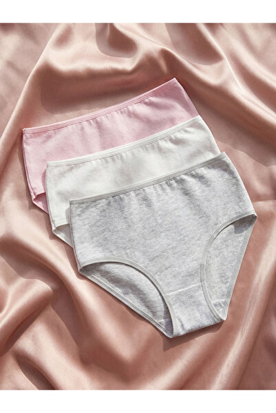 LC Waikiki Rmz Gi̇yi̇m Farkiyla High Waist Classic Panties 3-Pack