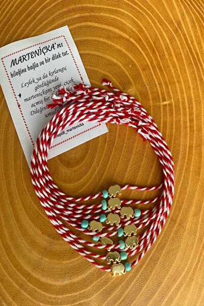 Shepidi 10-Piece Gold Elephant, Blue Bead Martenica Lucky Bracelet