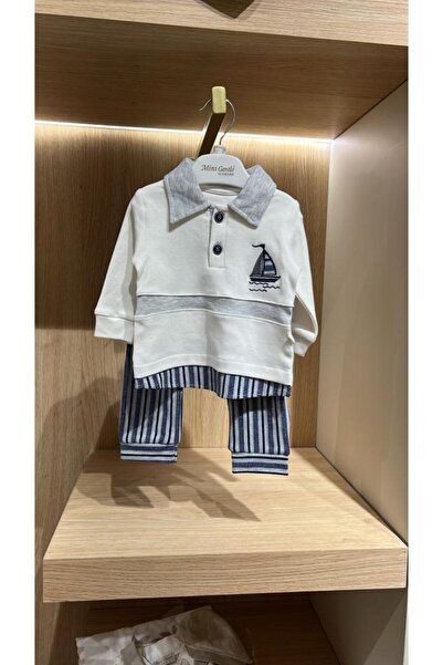 Generic بيجاما ولادي حتى عمر 9 اشهر الوان ازرق غامق ورمادي - ازرق غامق