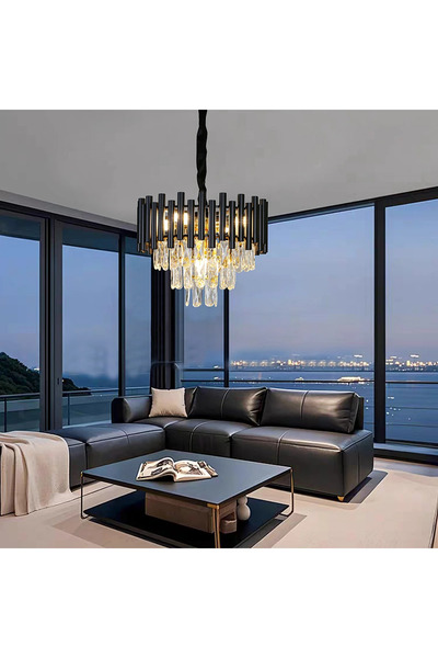 HAMER Modern chandelier with black and gold cover, E14*5L, 400mm diameter