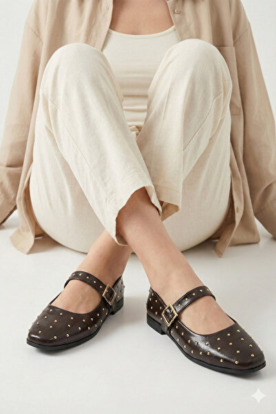 StWenn Patent Leather Mary Jane Ballet Flats Stylish Buckle Orthopedic Sole C...