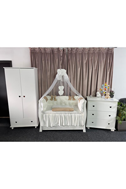 PeppiBambini Lenjerie de patut personalizata 11 piese ROYAL Catifea White Bei...