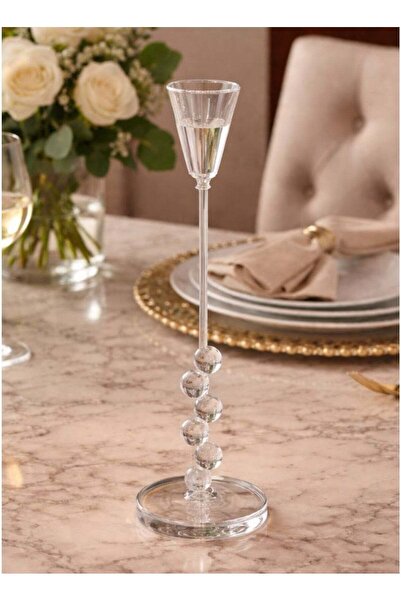 ALQANNAS Elegant Silver Steel Candle Holder with Crystal Glass, Luxury Decora...