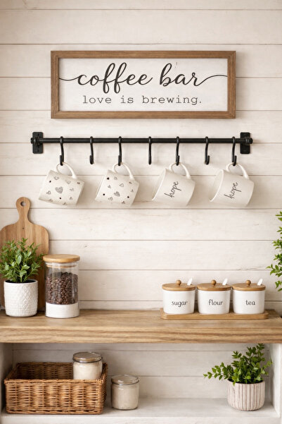 RİYA HOME EV & DEKORASYON Siyah Retro 6 lı Sıra Askı Dekoratif Retro Mutfak H...