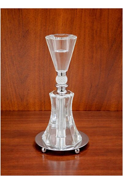 ALQANNAS Elegant Silver Steel Candle Holder with Crystal Glass, Luxury Decora...