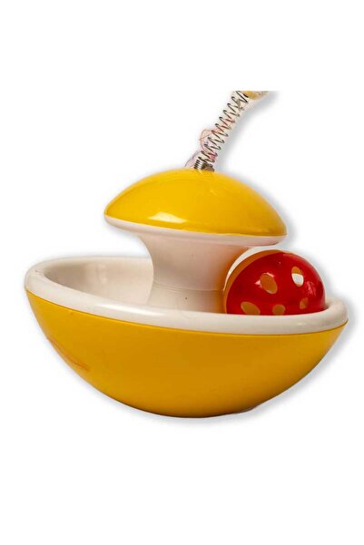 PisiMall Jucărie pentru pisici, hopa-mitică cu pene și bilă, diametru 11 cm