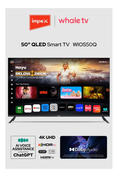 İMPEX Whale OS 50 Inch QLED 4K UHD Smart TV Wios50Q AI Voice ChatGPT Dolby HD...