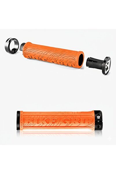 heugers BRIVIGA 137mm Turuncu Siyah Halkalı TPR Kauçuk Bisiklet Gidon Elciği ...