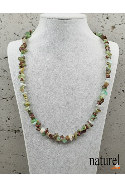 Naturel Tılsım Krisopras broken natural stone necklace