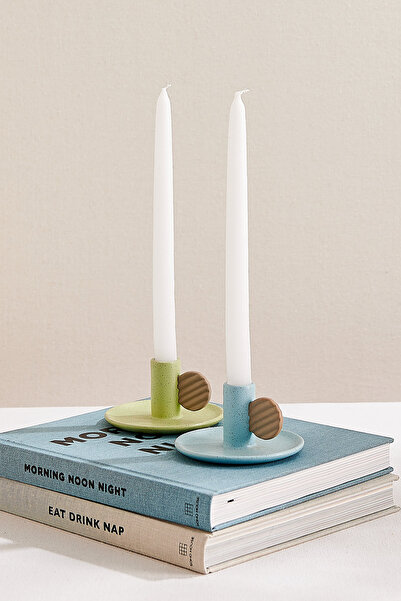 Paşabahçe Minimal No:2 Seramik Şamdan Mumluk Mavi