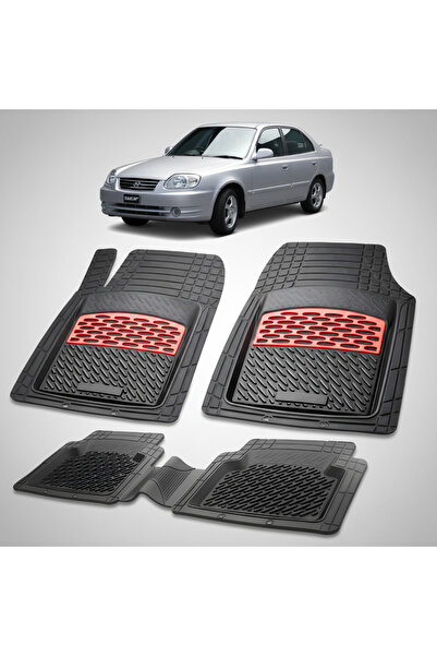 TEAMCAR Covorașe auto din cauciuc tip tavă Hyundai Accent II (1999-2005) - Roșu