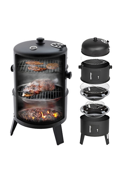 Cady One 3-in-1 Charcoal Grill 3 stainless steel cooking grates, vented lid w...