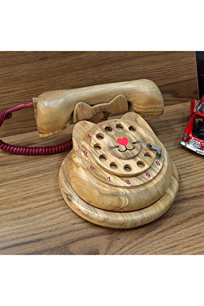 El Yapımı Kedi Temalı Antika Telefon