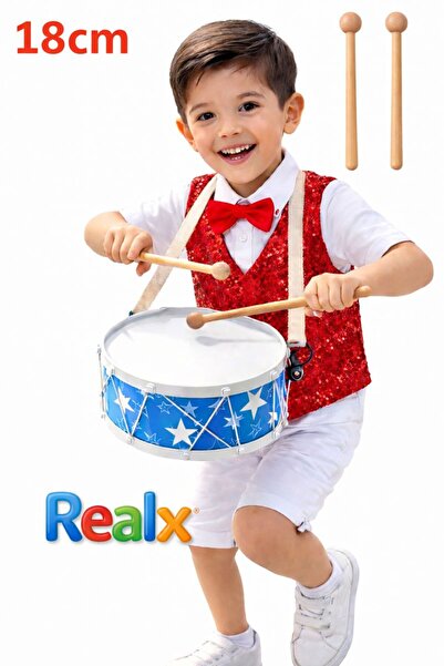 Realx Oyuncak Davul Gösteri 23 Nisan Davulu 2 Tokmaklı 18cm (RENK SEÇENEĞİ)