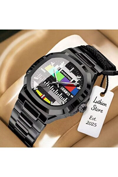 BINBOND Erkek Kol Saati Retro Renkli Kadran Çelik Kordon Su Geçirmez 30M